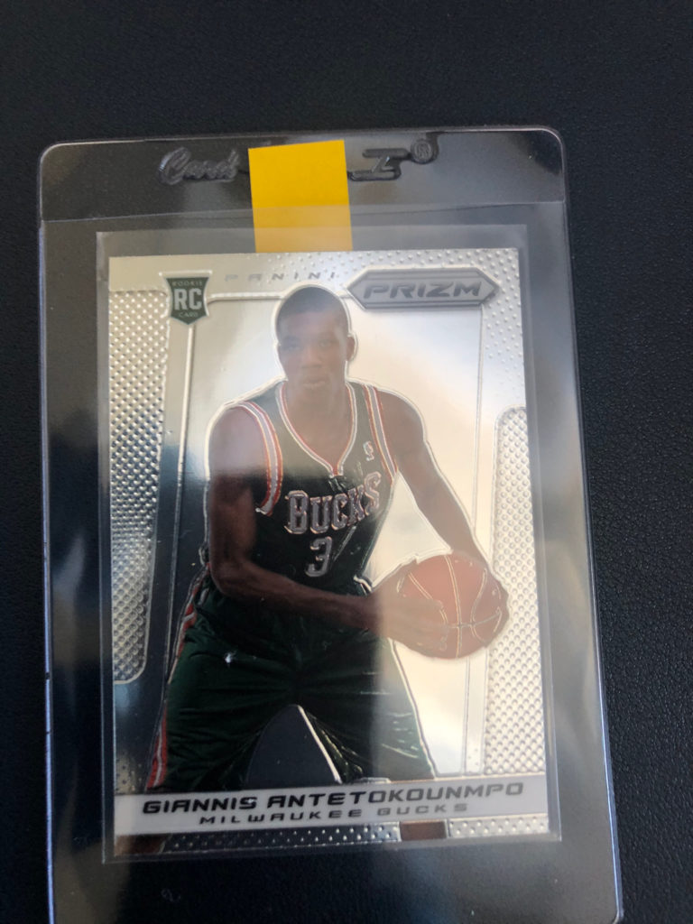 This Giannis Antetokounmpo Base Prizm rookie is now prepped for PSA Submission. 